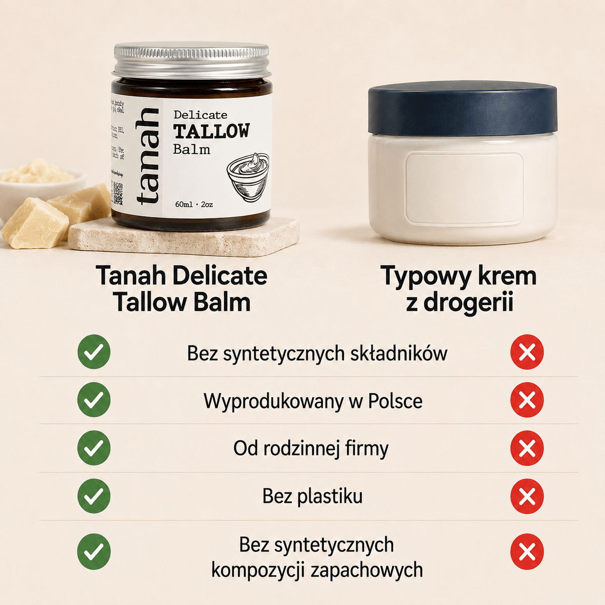 "Delicate Tallow" - delikatny balsam bez dodatku olejków (60ml)